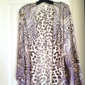 Knit lavender print open cardigan size L-XL
